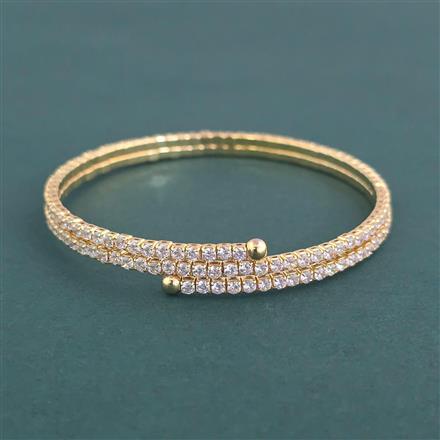 Cubic Zirconia Classic Kada With Rhodium Plating Gold Plating