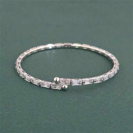 Cubic Zirconia Classic Kada With Rhodium Plating Gold Plating