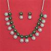 Cz Classic Necklace Set With Rhodium Plating