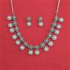 Cz Classic Necklace Set With Rhodium Plating
