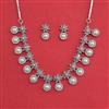 Cz Classic Necklace Set With Rhodium Plating