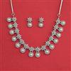 Cz Classic Necklace Set With Rhodium Plating