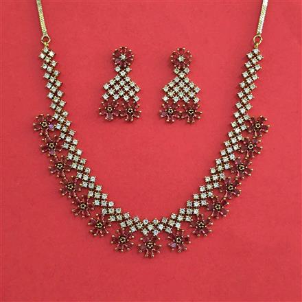 Cz Classic Necklace Set With Mehndi Plating