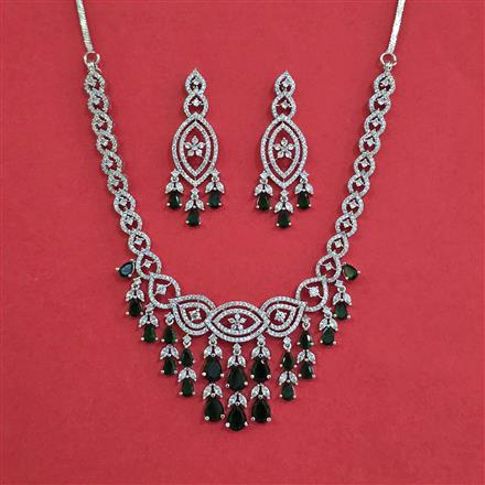 Cz Classic Necklace Set With Rhodium Plating