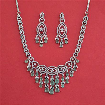 Cz Classic Necklace Set With Rhodium Plating