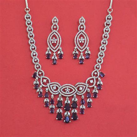 Cz Classic Necklace Set With Rhodium Plating