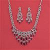 Cz Classic Necklace Set With Rhodium Plating