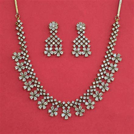 Cz Classic Necklace Set With Mehndi Plating