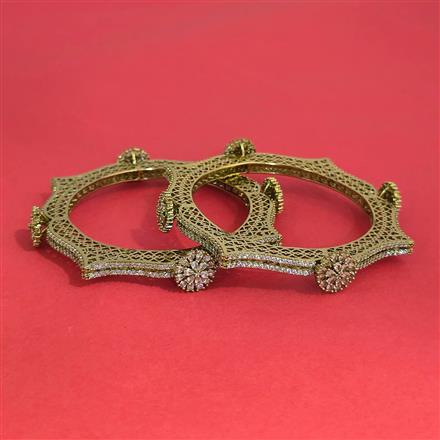 Cz Classic Bangles With Mehndi Plating