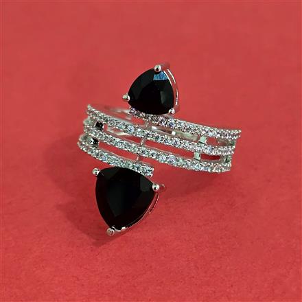 Cz Adjustable Ring With Rhodium Plating