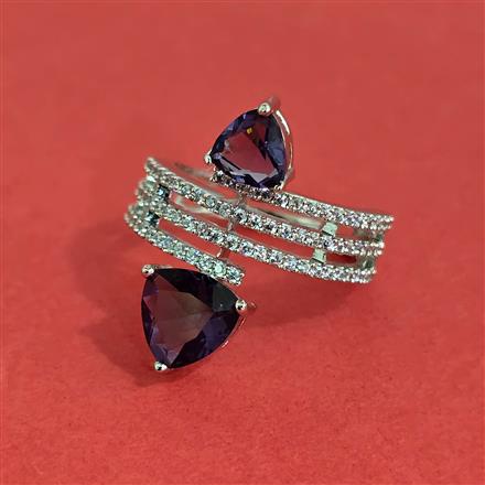 Cz Adjustable Ring With Rhodium Plating