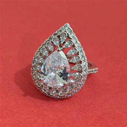 Cz Adjustable Ring With Rhodium Plating