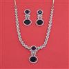 Cz Classic Necklace Set With Rhodium Plating