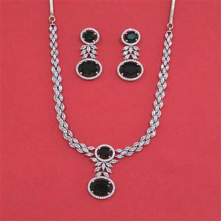 Cz Classic Necklace Set With Rhodium Plating