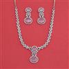 Cz Classic Necklace Set With Rhodium Plating