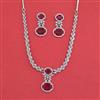 Cz Classic Necklace Set With Rhodium Plating