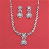 Cz Classic Necklace Set With Rhodium Plating