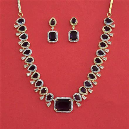 Cz Classic Necklace Set With 2 Tone Plating