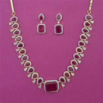 American Diamond Classic Necklace With 2 Tone Plating
