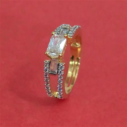 Cz Adjustable Ring With Mehndi Plating Rhodium Plating 2 Tone Plating