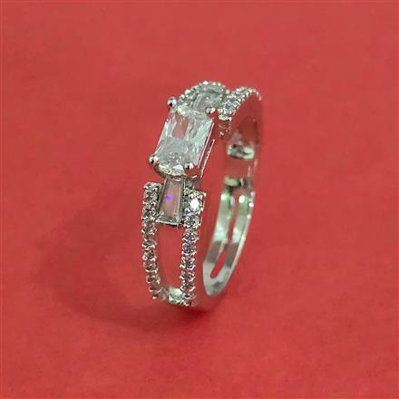 Cz Adjustable Ring With Mehndi Plating Rhodium Plating 2 Tone Plating