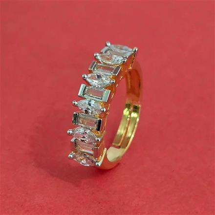 Cz Adjustable Ring With Mehndi Plating Rhodium Plating 2 Tone Plating