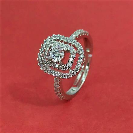 Cz Adjustable Ring With Mehndi Plating Rhodium Plating 2 Tone Plating
