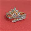 Cz Adjustable Ring With Mehndi Plating Rhodium Plating 2 Tone Plating