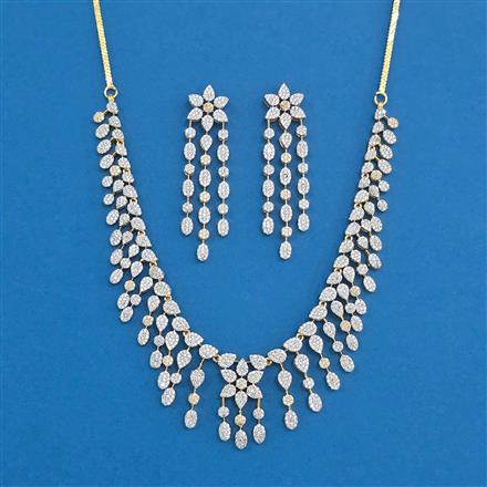 Cz Classic Necklace Set With Mehndi Plating 2 Tone Plating Rhodium Plating