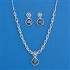 Cz Delicate Necklace Set With Rhodium Plating