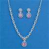 Cz Delicate Necklace Set With Rhodium Plating