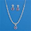Cz Delicate Necklace Set With Rhodium Plating