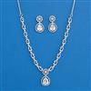 Cz Delicate Necklace Set With Rhodium Plating
