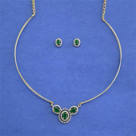 Cz Classic Pendant Set With 2 Tone Plating