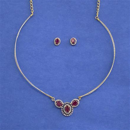 Cz Classic Pendant Set With 2 Tone Plating