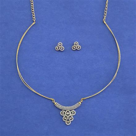 Cz Classic Pendant Set With Rhodium Plating 2 Tone Plating