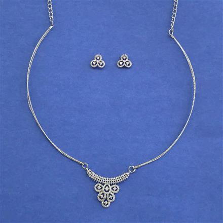 Cz Classic Pendant Set With Rhodium Plating 2 Tone Plating