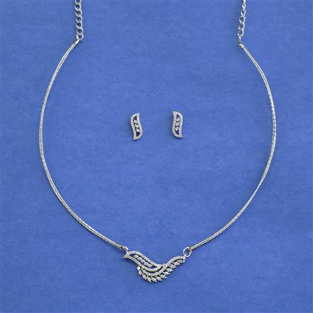 Cz Classic Pendant Set With Rhodium Plating 2 Tone Plating