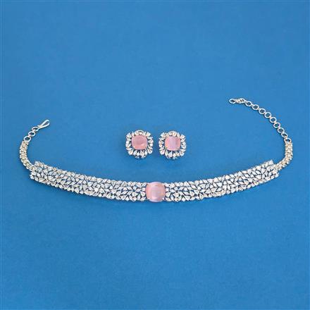 Cz Classic Necklace Set With Rhodium Plating