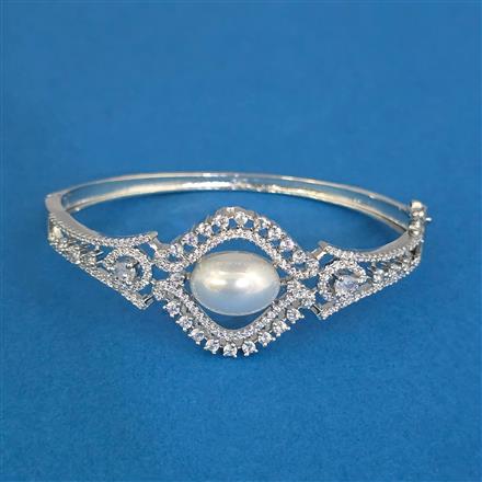 Cz Openable Kada With Mehndi Plating 2 Tone Plating Rhodium Plating