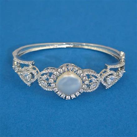 Cz Openable Kada With Mehndi Plating 2 Tone Plating Rhodium Plating