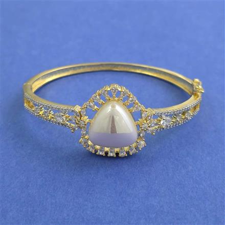 Cz Openable Kada With Mehndi Plating 2 Tone Plating Rhodium Plating