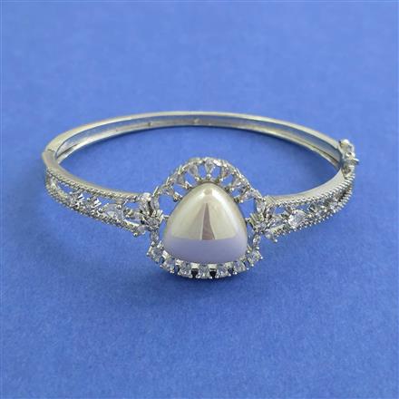 Cz Openable Kada With Mehndi Plating 2 Tone Plating Rhodium Plating