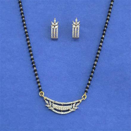 Cz Classic Mangalsutra With Rhodium Plating 2 Tone Plating