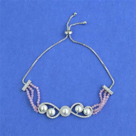 Cz Adjustable Bracelet With Rhodium Plating