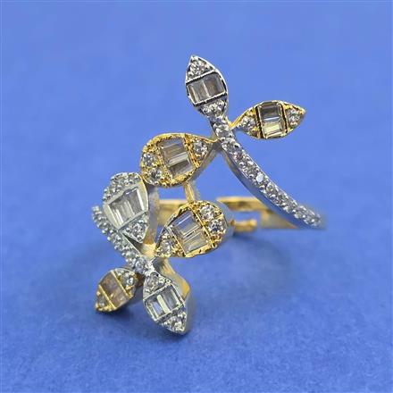 Cz Adjustable Ring With 2 Tone Rhodium Plating