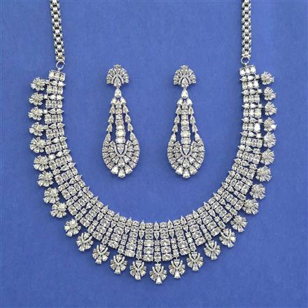 Cz Classic Necklace With Rhodium Plating