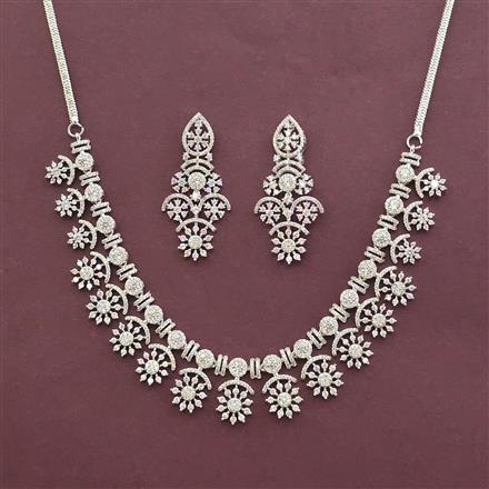 Cz Classic Necklace With Rhodium 2 Tone Mehndi Plating