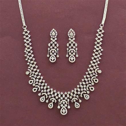 Cz Classic Necklace With Rhodium 2 Tone Mehndi Plating