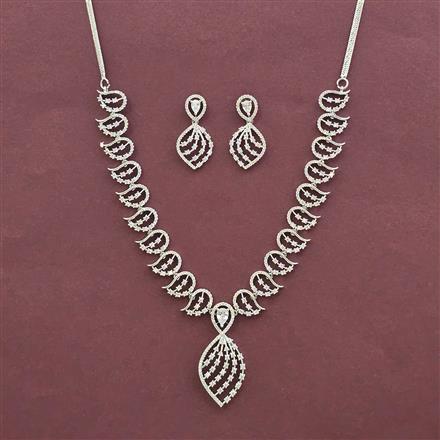 Cz Classic Necklace With Rhodium 2 Tone Mehndi Plating